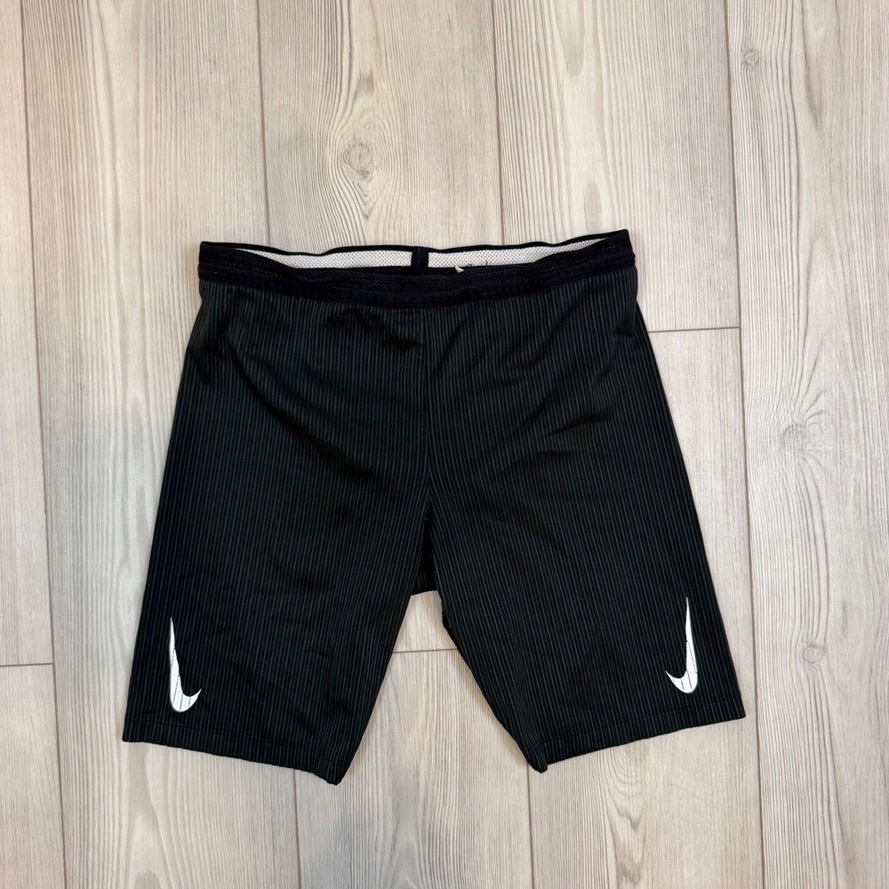 Nike AeroSwift Mens Racing Half Tights Black Ribbed Running Shorts Size M